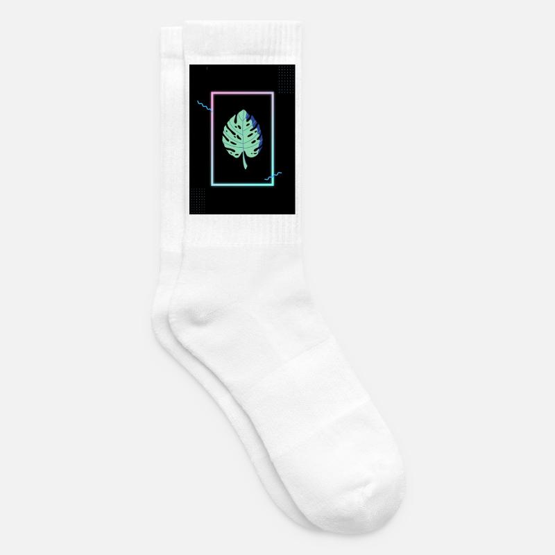 Monstera Neon Frame - Tennissocken - Weiß