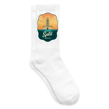Geteiltes Diokletians Palac Vintage-Reiseabzeichen - Tennissocken - Weiß - Rechts