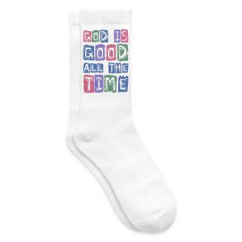 God Is Good At All Times Retro Faith - Tennis socks - white - Right