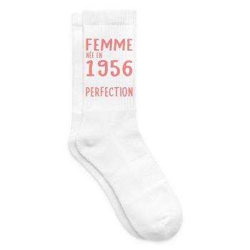 Anniversaire 70 ans - Née en Août 1956 - Chaussettes de tennis - blanc - Droite