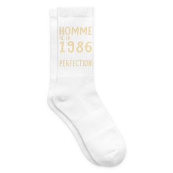 Anniversaire 40 ans - Né en Septembre 1986 - Chaussettes de tennis - blanc - Droite