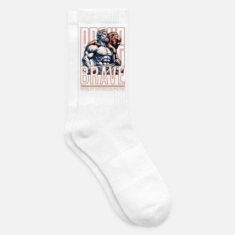 Dieu de la Force grecque et Lion - Chaussettes de tennis - blanc