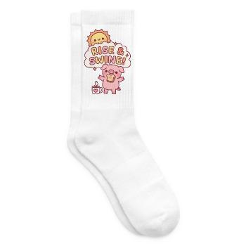 Süßes Schwein mit Toast Raise und Swine Morgenwortspiel - Tennissocken - Weiß - Rechts