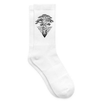 Geometrischer fraktaler Baum auf schwarzem Hintergrund - Tennissocken - Weiß - Rechts