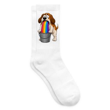 Seaux de chiens arc-en-ciel qui vomissent - Chaussettes de tennis - blanc - Droite