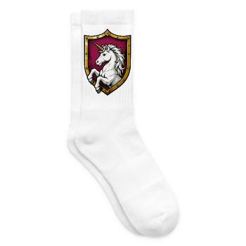 Einhorn Schutzschild Motiv - Tennissocken - Weiß - Rechts