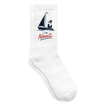 I’m Nauti – Lustiger Segler Spruch - Tennissocken - Weiß - Rechts