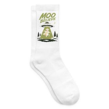 Moo Believe – Kuh trifft UFO Alien - Tennissocken - Weiß - Rechts