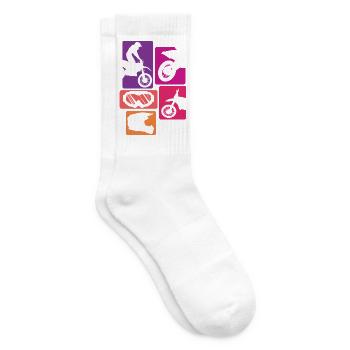 Bunte Dirtbike Motocross Fahrer Pop Art Icons - Tennissocken - Weiß - Rechts