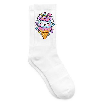 Lustiges Pastell-Eishorn - Tennissocken - Weiß - Rechts