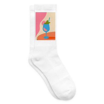 Bunter Cocktail mit Zitrone und Minze –Sommerdrink - Tennissocken - Weiß - Rechts