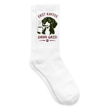Erst Kaffee Dann Gassi Hundemotiv - Tennissocken - Weiß - Rechts