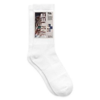 Katzenporträt-Geometrische Collage - Tennissocken - Weiß - Rechts