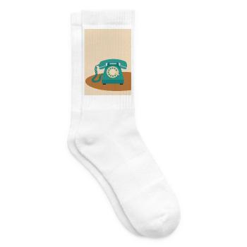 Retro Wählscheibentelefon in Türkis - Tennissocken - Weiß - Rechts