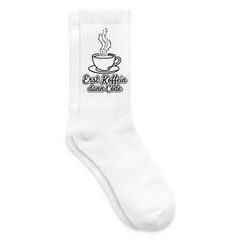 Erst Koffein dann Code Programmierer Kaffeetasse - Tennissocken - Weiß - Rechts