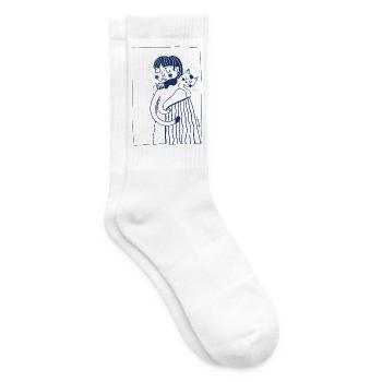 Mädchen mit einer Katze - Tennissocken - Weiß - Rechts