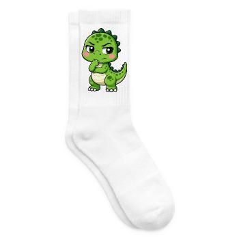 T Rex Nachdenklich Süßer Cartoon - Tennissocken - Weiß - Rechts