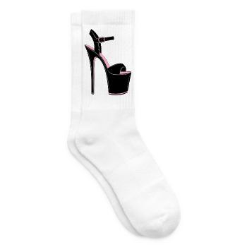 Pole Dance Heels Schwarz-Pink Plateau Schuh - Tennissocken - Weiß - Rechts