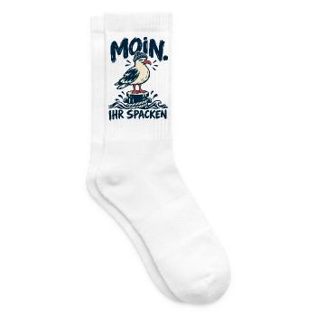 Moin! Ihr Spacken – Freche Möwe - Tennissocken - Weiß - Rechts