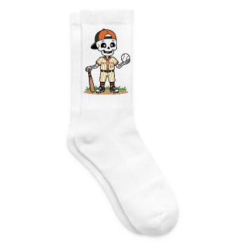 Niedlicher Skelett-Baseballspieler Spooky Halloween - Tennissocken - Weiß - Rechts