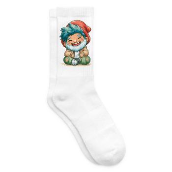 Fröhlicher Blauhaar-Gnom - Tennissocken - Weiß - Rechts