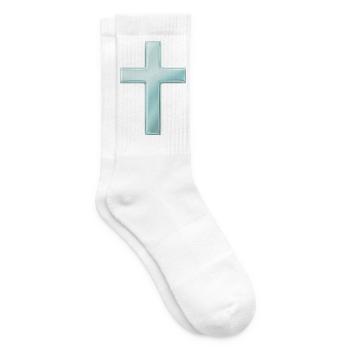 Glänzendes Metallkreuz-Design - Tennissocken - Weiß - Rechts