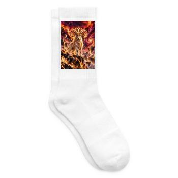Kosmischer Widder im Sternenfeuer - Tennissocken - Weiß - Rechts