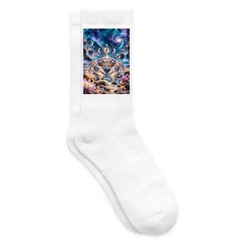 Kosmischer Krebs im Sternmeer - Tennissocken - Weiß - Rechts