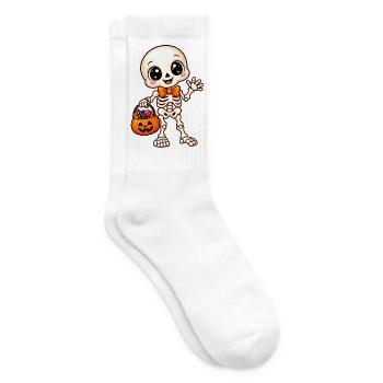Niedliches Halloween-Skelett und Kürbis - Tennissocken - Weiß - Rechts