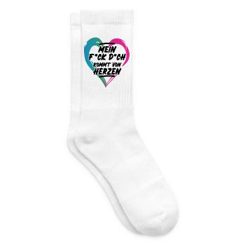 Mein Fick Dich kommt von Herzen böser Spruch - Tennissocken - Weiß - Rechts