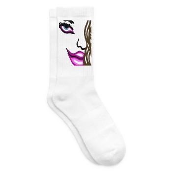 Farbige Lippen und Auge Pop-Art Frauen Portrait - Tennissocken - Weiß - Rechts
