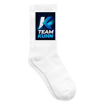 Kuhn Team Neon Blau Namensschild Namen Nachname - Tennissocken - Weiß - Rechts