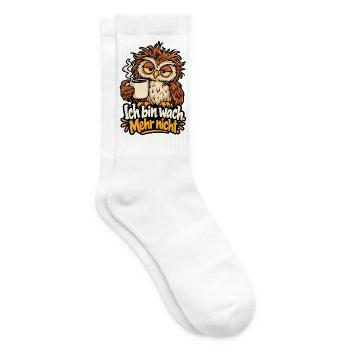 Ich bin wach mehr nicht – Eule Kaffee Morgenmuffel - Tennissocken - Weiß - Rechts