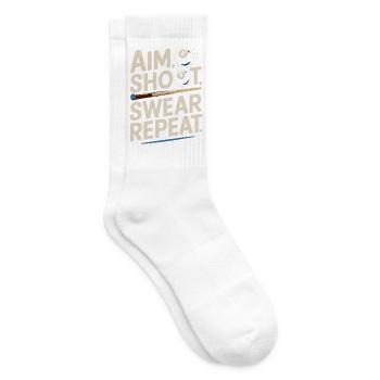 Aim Shoot Swear Repeat Billard Kugel Queue - Tennissocken - Weiß - Rechts