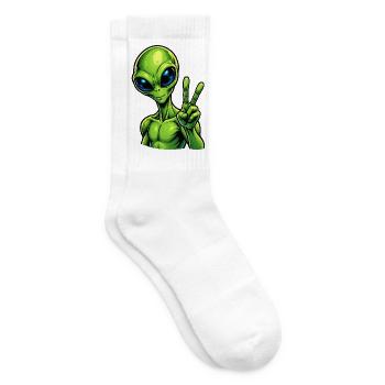 Alien Peace Zeichen - Tennissocken - Weiß - Rechts