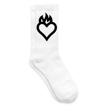flammendes Herz - Tennissocken - Weiß - Rechts