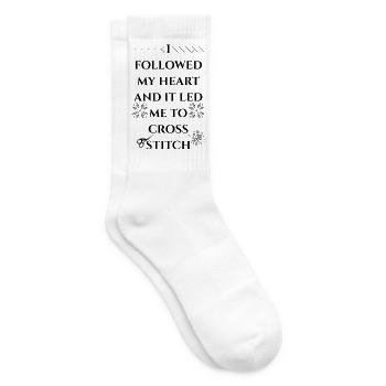 Folgte meinem Herzen bis zum Kreuzstich - Tennissocken - Weiß - Rechts