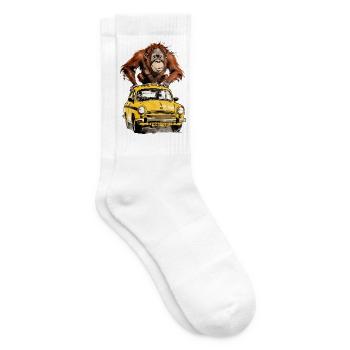 Affe auf dem Taxi Monkey Tours - Tennissocken - Weiß - Rechts