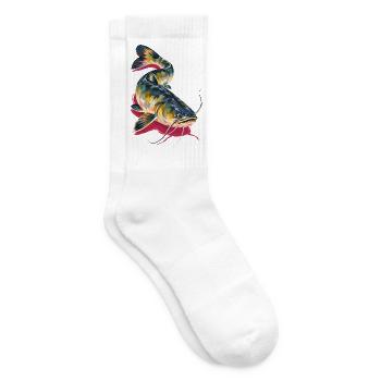 Wels Waller Angeln Welsangler Geschenk - Tennissocken - Weiß - Rechts
