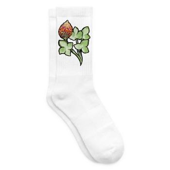 Aquarell Protea mit Kleeblättern - Tennissocken - Weiß - Rechts
