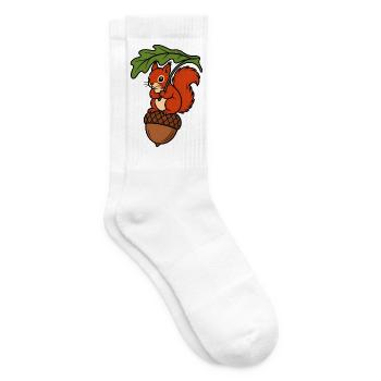 Eichhörnchen Eichel Blatt Regenschirm Shirt - Tennissocken - Weiß - Rechts