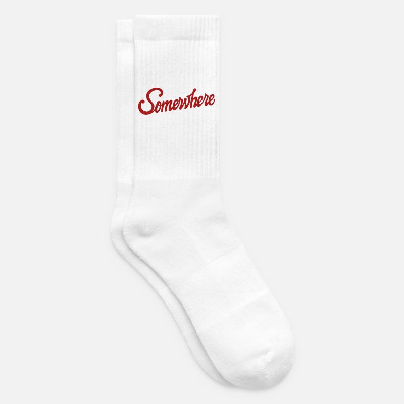 Quelque part Calligraphie Conception de Lettrage à la Main - Chaussettes de tennis - blanc