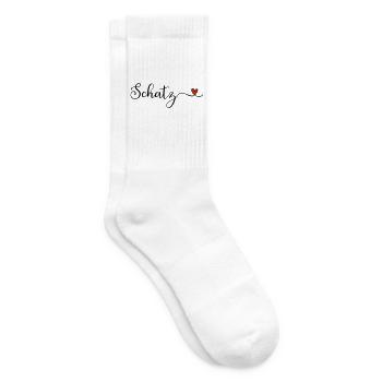 Schatz Schriftzug mit Herz Geschenk - Tennissocken - Weiß - Rechts