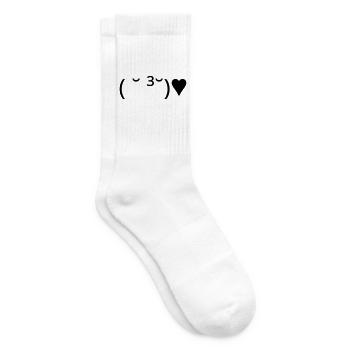 Émote de baiser ( ̆ ³ ̆) ♥ Cœur Kaomoji - Chaussettes de tennis - blanc - Droite
