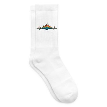 Berge im Herzschlag – Wanderliebe Retro - Tennissocken - Weiß - Rechts
