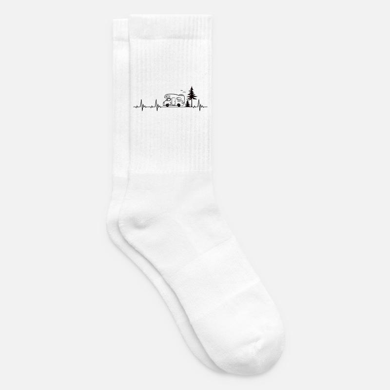 Wohnmobil Wohnwagen Camping Herzschlag Geschenk - Tennissocken - Weiß