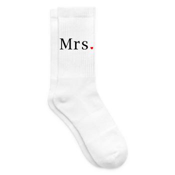Mrs T-Shirt Wedding Gift Wife Bride Heart - Tennis socks - white - Right