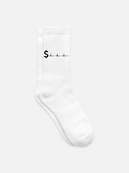 Dollar Zeichen $ EKG Herzschlag - Tennissocken - Weiß
