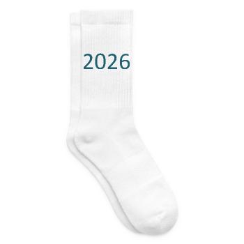 2026 Zahl Jahreszahl - Tennissocken - Weiß - Rechts