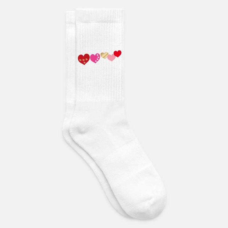  Herzen - Tennissocken - Weiß